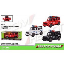 Машинка іграшкова металева Автопром Джип «Пожежна машина» червона (3619)