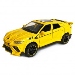 Игрушечная машинка металлическая Lamborghini Urus (Ламборгини Урус ) "АвтоЕксперт", желтый цвет, свет, звук, инерция, открываются двери, багажник, капот, 15*7*5см, DL-68155/RS-11800