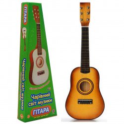 Іграшка дитяча гітара дерев'яна, струнна з медіатором, 58 см (M 1369)