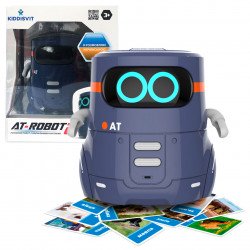 Розумний робот з сенсорним керуванням та навчальними картками, інтерактивний, фіолетовий, Kiddisvit, AT002-02-UKR