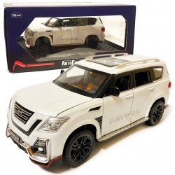 Игрушечная машинка металлическая Nissan Patrol (Ниссан) «АвтоЕксперт», белая, батар., свет, звук, откр.двери, от 3 лет, 21*9*9см. (GT-0936)