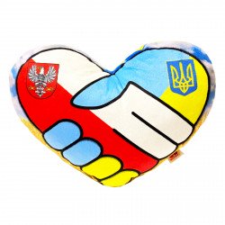 Подушка патріотична м`яка серце, сувенир Україна-Польща, 33*22см