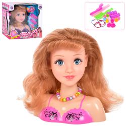 Лялька-модель для зачісок і макіяжу «Beauty» (голова ляльки), плойка, бігуді, аксесуари 23 см (112-15QD)