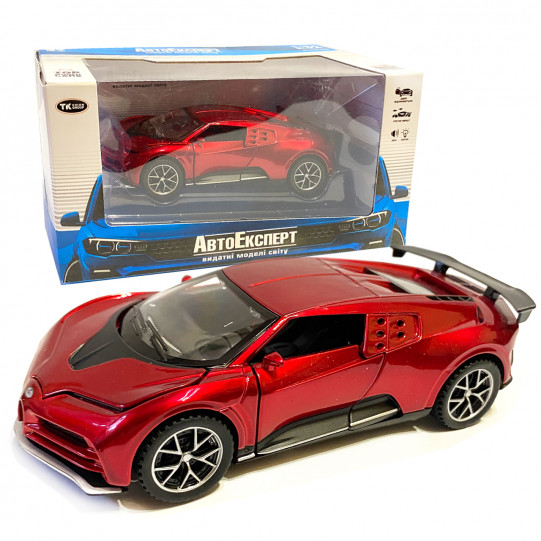 Игрушечная машинка металлическая Бугатти «АвтоЕксперт» Bugatti 1:32 красный инерц., свет, звук, откр. двери,15*7*5 см (TK - 7100)