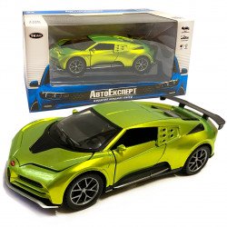 Ігрова машинка Бугатті "Автопром" Bugatti (1:32) зелена інерц., світ, звук, відкр. двері, 15*7*5 см (TK - 7100)