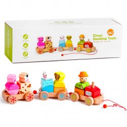 Деревянная игрушка Цирковой поезд "Circus Stacking Train" каталка, пазл, в коробке (C52573)