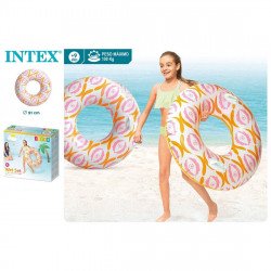 Надувной круг, круг Intex, розовый, пончик,  интекс d91см. до 100кг, винил (56269NP)