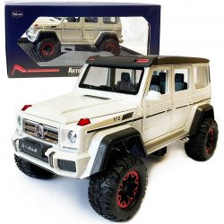 Машинка металлическая детская Mercedes G500 мерседес, белая, Автоэксперт, 1:24, свет, инерция, открываются двери, багажник, капот, 20*10*11см (GT-09002)