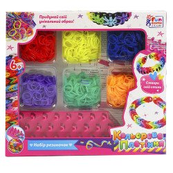 Резинки для плетения, цветное плетение, 4FUN Game Club, 6 цветов, станок, крючок, 26*4*23 (66476)