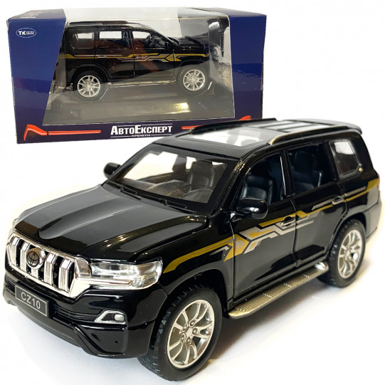 Машинка металева дитяча Toyota Land Cruiser Prado CZ10, тойота прадо, чорна, Автоексперт, 1:32, звук, світло, інерція, відкриваються двері багажник капот, 16*5*6см. (GT-06320)