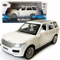 Машинка металлическая детская Range Rover, Рендж Ровер, белый, Автоэксперт, 1:32, звук, свет, инерция, открываются двери багажник капот, 15*7*6 см. (48697W)