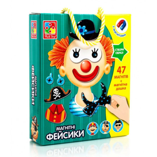 Дитяча настільна гра "Фейсики" Vladi Toys на магнітах, 47 магнітів (VT3702-15)