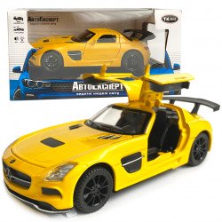 Игрушечная машинка металлическая Mercedes-AMG GT Black Series АвтоЭксперт, желтая, звук, свет, инерция, откр. двери, капот, багажник, 15*6*5 см (87036)