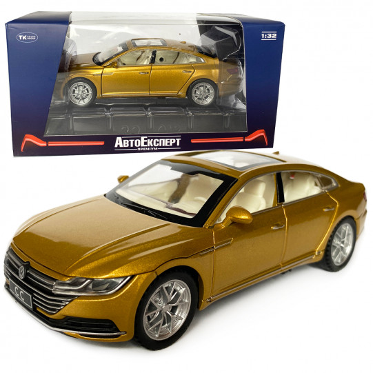 Игрушечная машинка металлическая Volkswagen Passat CC, Фольксваген пассат, бронза, Автоэксперт, 1:32, звук, свет, инерция, подвижные элементы, 16*5*6см (GT-01200)