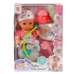 Пупс "Tutu Baby playset" музичний чіп, характерні звуки та фрази, заплющує очі, аксесуари, в коробці (9560)