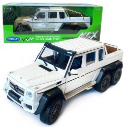 Игрушечная машинка металлическая WELLY 1:24 MERCEDES-BENZ G63 AMG 6X6, белая, 23.5*8*8.5см (24061W)