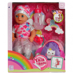Пупс с аксессуарами «Yale Baby» кукла в одежде, 30 см, ест, ходит на горшок, закрывает глаза, с аксессуарами (YL1932А)