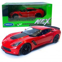 Игрушечная машинка металлическая WELLY 1:24 CHEVROLET COREVETTE Z06, красный, 19*8*5,5 см (24085W)