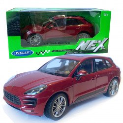 Іграшкова машинка металева WELLY 1:24 PORSCHE MACAN TURBO, порше меган турбо, відкр.двері, багажник, червоний, 19*7.5*7см, ( 24047W)