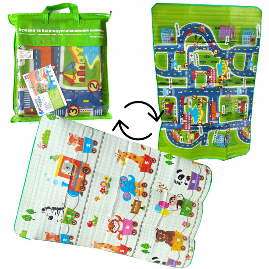 Ігровий складаний двосторонній дитячий килимок в сумці, ЕK Group 120*180 см (С54303)