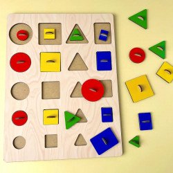 Дерев'яна рамка-вкладка Геометричні вкладки "Розміри". Розвиваюча гра для дітей, Ань-янь (ПСД210)
