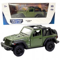 Игрушечная машинка металлическая Jeep Wrangler Rubicon 2021, зеленый жив, откр двери, инерция, 5*12*5см (250339U)