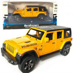 Игрушечная машинка металлическая Jeep Wrangler Unlimited Rubicon, Джип, желтый, звук, свет, инерция, откр двери, капот, Автоэксперт, 1:32,15*7*5,5см (ТК-11213/43560)