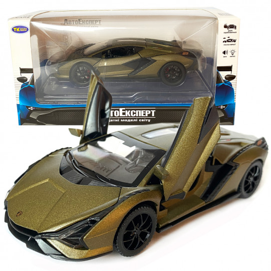 Игрушечная машинка металлическая Lamborghini Sian, Ламборгини сиан, зеленый, звук, свет, инерция, откр двери, багажник, капот, Автоэксперт, 1:32,15,5*7*5см (ТК-10517)