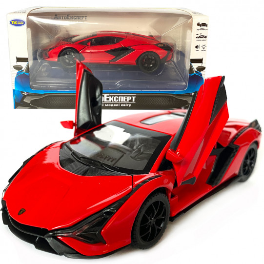 Игрушечная машинка металлическая Lamborghini Sian, Ламборгини сиан, красный, звук, свет, инерция, откр двери, багажник, капот, Автоэксперт, 1:32,15,5*7*5см (ТК-10517)