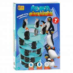 Настольная детская игра Башня пингвинов, 4FUN Game Club, 18 пингвинов, 7 колец, в кор 16,5*4,5*24см (86682)