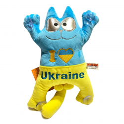 М`яка іграшка Котик I Love Ukraine, Я люблю Україну на присосках в машину 33*24*7 см (00971-4)