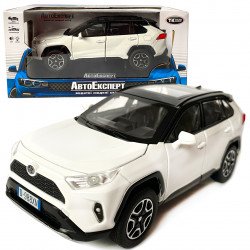 Іграшкова машинка металева Toyota RAV4 Sport, Тойота рав спорт, біла, звук, світло, інерція, відкр двері, багажник, капот, Автоексперт, 1:32,14,5*7*6см (40962) 