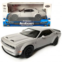 Іграшкова машинка металева Dodge Challenger SRT, Додж, сірий, звук, світло, інерція, відкр двері, багажник, капот, Автоексперт, 1:32,15*7*4,5см (50801) 