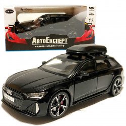 Игрушечная машинка металлическая Audi RS6, ауди, черная, звук, свет, откр двери, багажник, капот, Автоэксперт, 1:32, 15*7*5см (97056)