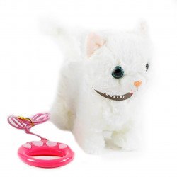 Мягкая игрушка Котик, котенок, интерактивный, белый, ходит, поет, реагирует на прикосновение, поет песни англ, воспроизводит звуки, в пакете (M 49125)