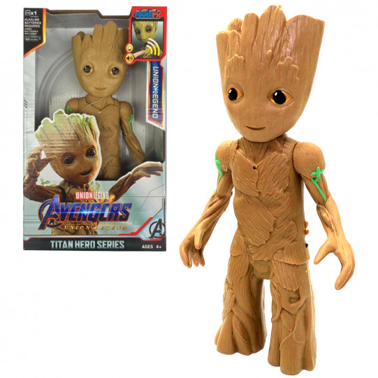 Игрушечная фигурка герой Groot Marvel Avengers Грут, пластик, игрушка звуки свет, 4+, 10*5*27 см (D 559-6)