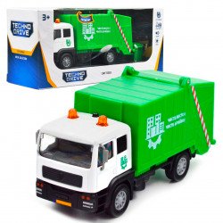 Іграшкова машинка сміттєвоз зелений метал пластик світло звук 5*16*7см (510705.270)