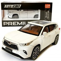 Машинка металева Toyota Highlander Hybrid Тойота Хайлендер Гібрид 1:24 джип білий звук світло відч двері капот багажник гум колеса 21*7,5*8см (AP-2024)