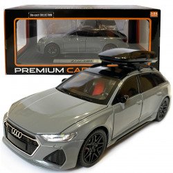 Машинка металлическая Audi RS6 ауди серая 1:24 свет инерция открываются двери багажник капот багажник резина колеса 21*8*8см (AP-2070)