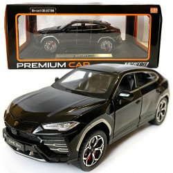 Машинка металлическая Lamborghini Urus Ламборгини Урус черная 1:24 звук свет инерция открываются двери багажник капот багажник резина колеса 20,5*8*8см (AP-2069)