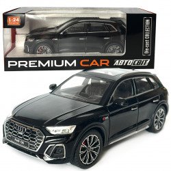 Машинка металева Audi Q5 Ауді чорна 1:24 звук світло інерція відкр двері багажник капот гумові колеса 20*8,5*8см (AP-2014)