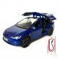 Машинка металлическая Tesla Model X Electrocar Тесла Модель X Электрокар синяя 1:24 зарядная станция звук свет откр двери капот багажник резина колеса 18*6*8см (AP-2004)