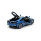 Игрушечная машинка металлическая BMW i8 купе, БМВ, синяя, звук, свет, инерция, откр двери, багажник, капот, Автоэксперт, 1:32, 16,5*6,5*4,0 см (11787)