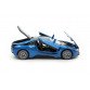 Игрушечная машинка металлическая BMW i8 купе, БМВ, синяя, звук, свет, инерция, откр двери, багажник, капот, Автоэксперт, 1:32, 16,5*6,5*4,0 см (11787)