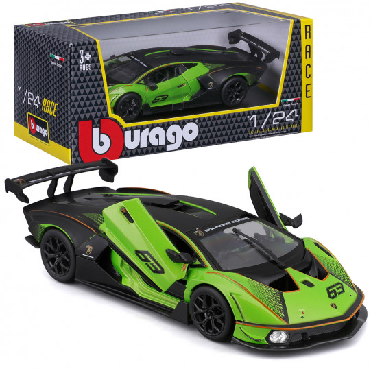 Машинка металлическая LAMBORGHINI ESSENZA SCV12 Bburago Ламборгини 1:24 зеленая 20*9*6см (18-28017)