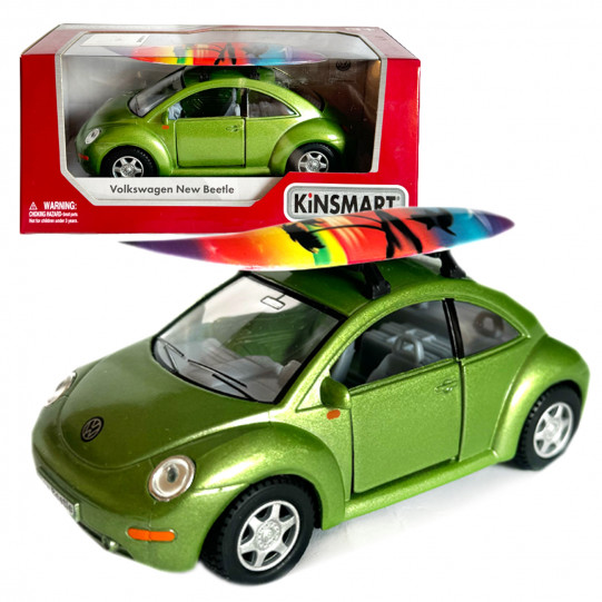 Машинка металева Volkswagen new beetle Фольксваген жук зелений 1:36 відкр двері резинові колеса 12,5*5*6 см (KT5028WS)