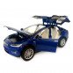 Машинка металлическая Tesla Model x 90D Тесла синяя 1:24 свет звук открываются двери баг капот резиновые колеса 21*7*10 см (AP-2048)