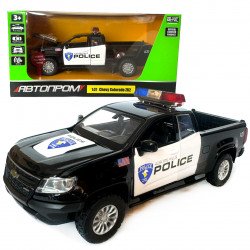 Машина металлическая полиция Chevy Colorado ZR2 Police Автопром 1:31 свет звук откр двери баг капот 18*7*6см (68465)