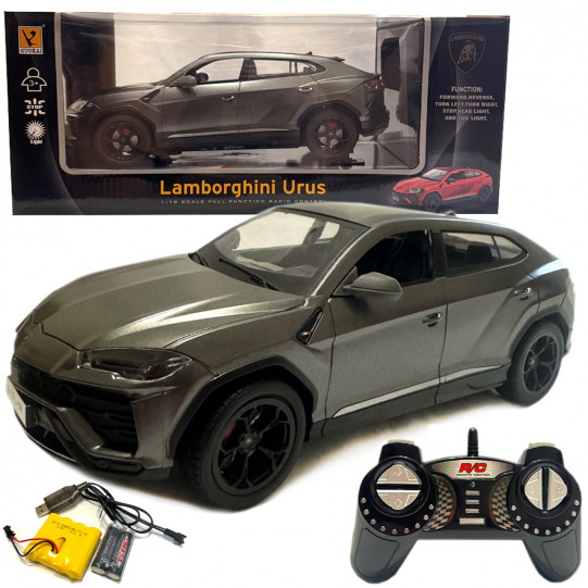 Машинка Джип на радіокеруванні Lamborghini Urus Ламборгіні 1:18 сіра акум світло 28*9*11см (866-1801B)