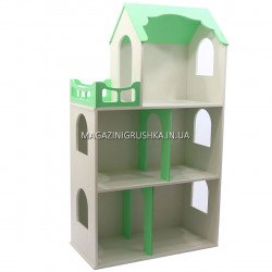 Іграшковий дерев'яний ляльковий будиночок Лілія (зелений), три поверхи, 60х30х106 див. Облаштуйте будиночок